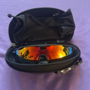 Sleek Black Sunglasses with Multicolored Lenses